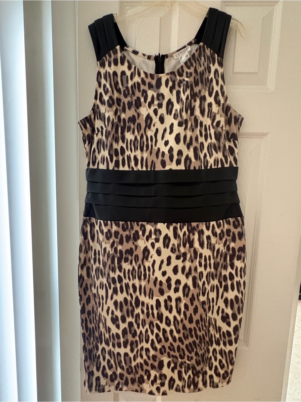 VENUS Leopard-Print Mini Dress with Black Accents